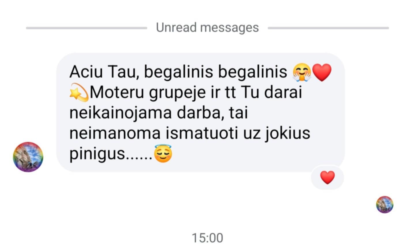 Grupės narės atsiliepimas apie neįkainojamą vertę