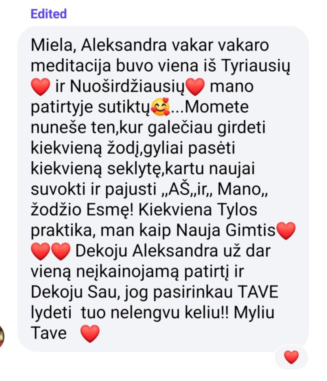 Grupės narės atsiliepimas apie vidinę ramybę