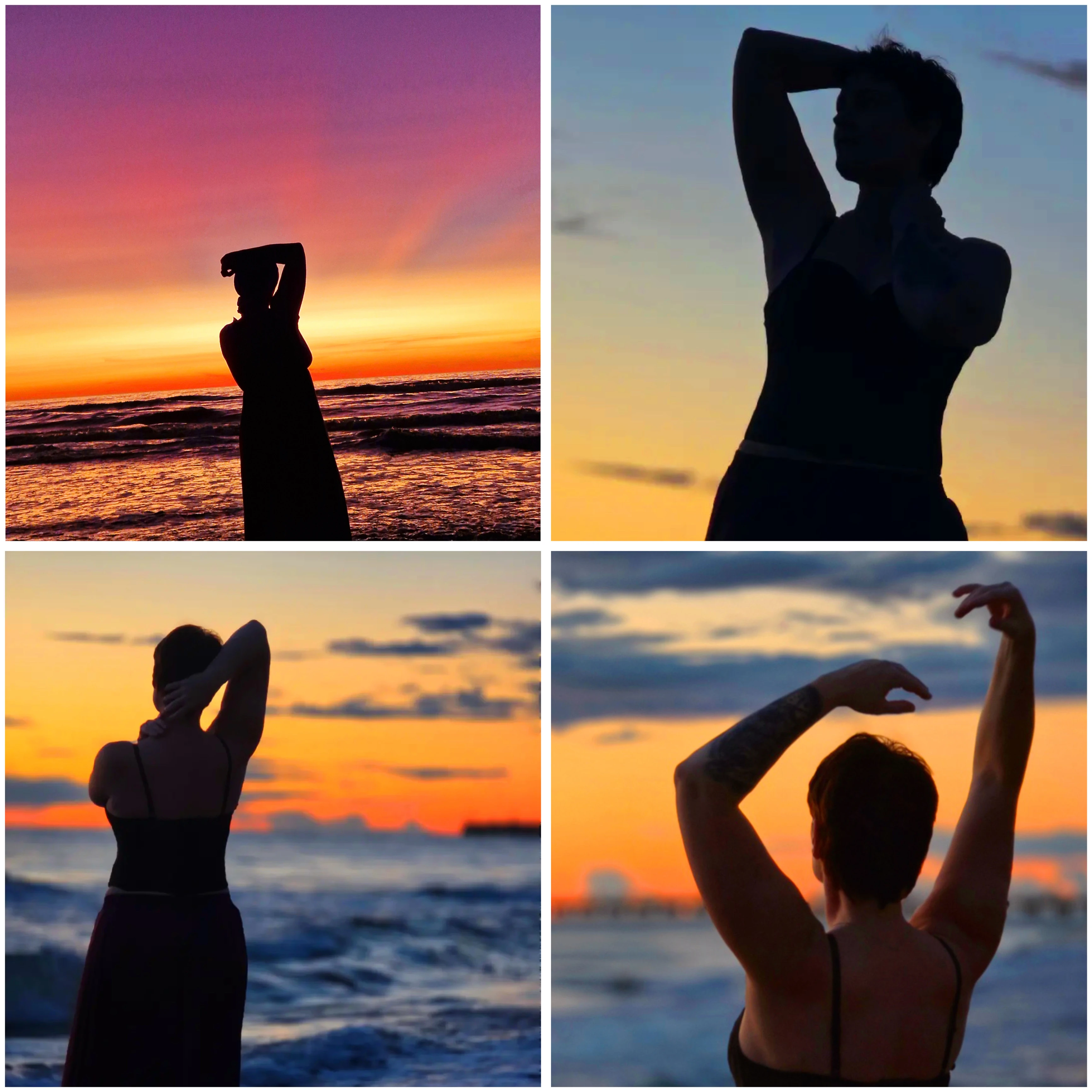 Aleksandra siluetai saulėlydyje